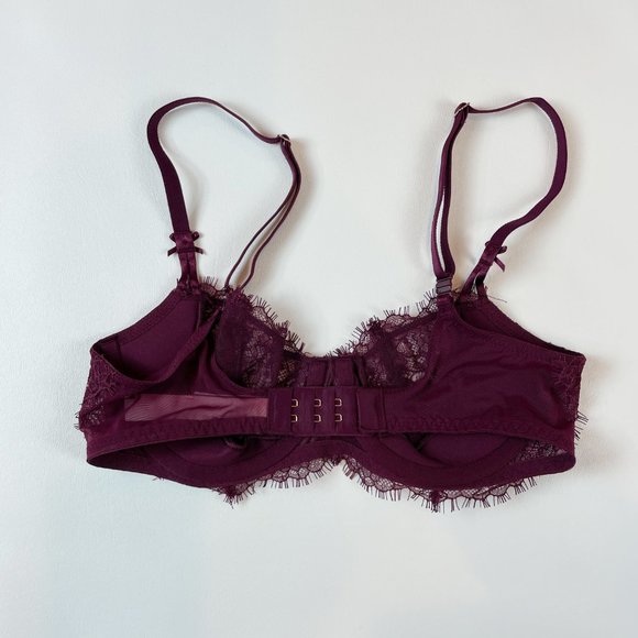 NWOT Victoria's Secret Bra 32C Dream Angels Push-Up Purple Lace B897 - Picture 3 of 7